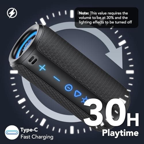 TIMU Bluetooth Speaker Portable Wireless Bluetooth Speakers with HD Stereo Sound, Bluetooth 5.4 TWS Pairing 30H Battery Life with Led Light for Outdoor/Party/Sport/Travel/Gifts.﻿ — view 5