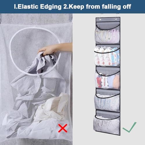 Cragmut 2 Pack Over Door Storage Organiser, Hanging Storage Organizer with 5 Mesh Pockets Large Capacity Back of Door Storage for Bedroom, Bathroom, Closet — view 5