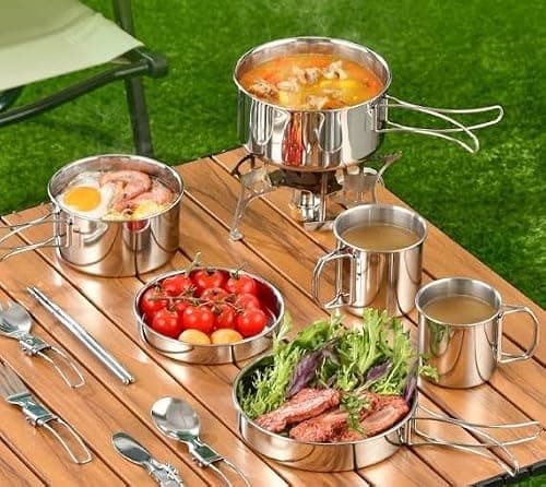 Glewi Hard Anodised Style Steel Mess Kit for Backpacking — view 6
