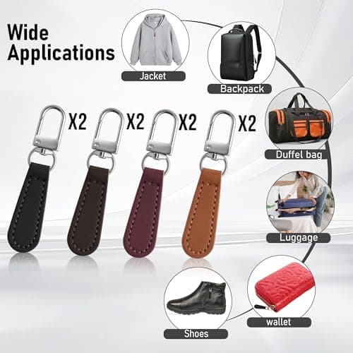 Deoward Zipper Pull Replacement PU Leather Handle Zipper Repair Tab (8 PCS) — view 5