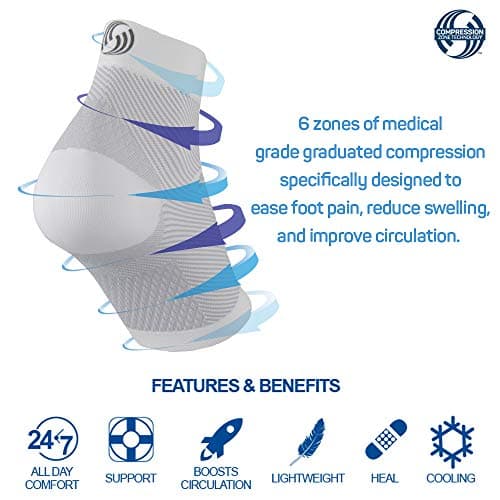 OrthoSleeve FS6 Plantar Fasciitis Foot Compression Sleeves, Natural Large — view 4