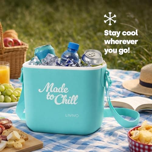 LIVIVO Made to Chill 5L Cool Box – Summer Cooler Box, Small Portable Insulated Ice Box with Strap, Lightweight Hard Cooler for Picnic, Beach, Camping & Travel (Turquoise) — view 2