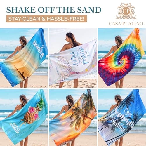 Casa Platino 6-Pack Microfiber Beach Towels – Extra Large 71"x32", Quick-Dry, Sand-Free & Lightweight – Soft, Double-Sided Swim, Pool & Travel Towels for Men, Women, Kids & Beach Essentials – Marsa — view 2