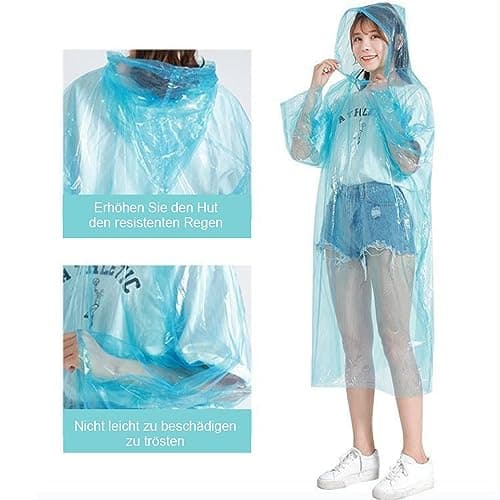 Disposable Rain Ponchos, 8 PCS Waterproof Plastic Ponchos in Keychain Ball — view 2