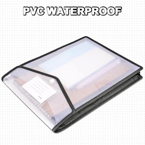 AOOSU A4 Plastic Wallets, 5pcs Popper Wallet Plastic Document, Vertical Folders Files Envelope for School Office Home, with Snap Closure and Card Slot — view 5