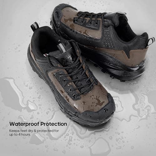 NORTIV 8 Men's Waterproof Hiking Shoes Low Top Lightweight Outdoor Trekking Camping Trail Hiking Shoes,Size 10,Dark Brown,SNHS242M — view 4