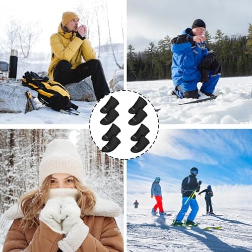 Neoprene Toe Covers 4 Pairs Winter Thermal Feet Warmers Elastic Toe Warmers for Cycling Running Hiking Ice Baths, Black — view 5