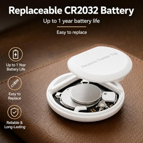 Oscanna Smart Tag 4 Pack for Apple Find My, Bluetooth Item Trackers for Keys, Wallets, Bags and Luggage, Replaceable CR2032 Battery, White — view 3
