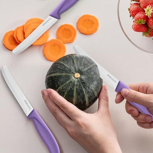 OPOLIA Tomato knife,2-Piece,Serrated,Stainless Steel,Dishwasher Safe,Purple — view 6