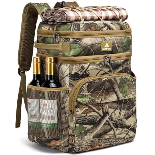 Laripwit Cooler Backpack 54 Cans Insulated Backpack Cooler Bag Leak-Proof Camo Double Deck Picnic Backpack for Men Women - Perfect Tactical Cool Bag Rucksack for Camping, Lunch, Beach