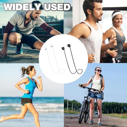 Siqian 2 Pcs Magnetic Anti-Lost Straps Sport Compatible with AirPods Earbud Lanyard Strap Soft Silicone Straps Lanyard Neck Strap for Sports Running(Black, White) — view 6