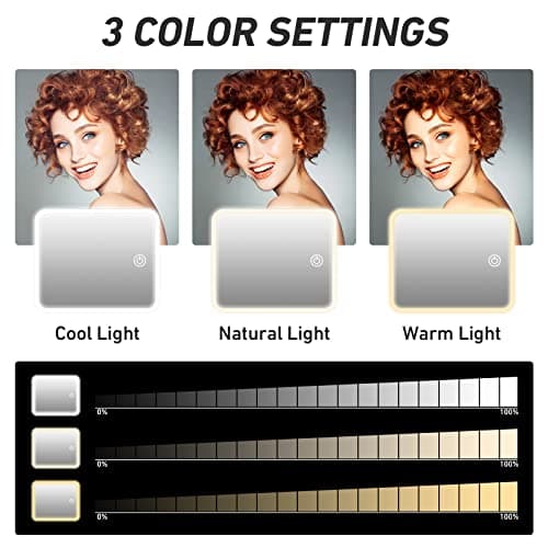 Makeup Bag with Light up Mirror, Travel Makeup Case with Mirror and Lights, Lighted Cosmetic Train Case with 3 Color Settings, Make up Organizer Bag with Adjustable Dividers Brush Board — view 3
