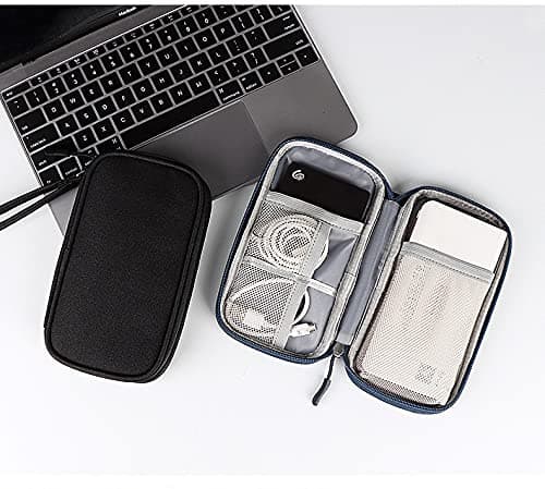 Hosoncovy Double Layer Power Bank Case Power Bank Carrying Case Power Bank Travel Case Storage Bag Cables Organizer for Romoss Samsung Anker 20000mAh 10000mAh Power Bank (Black) — view 2