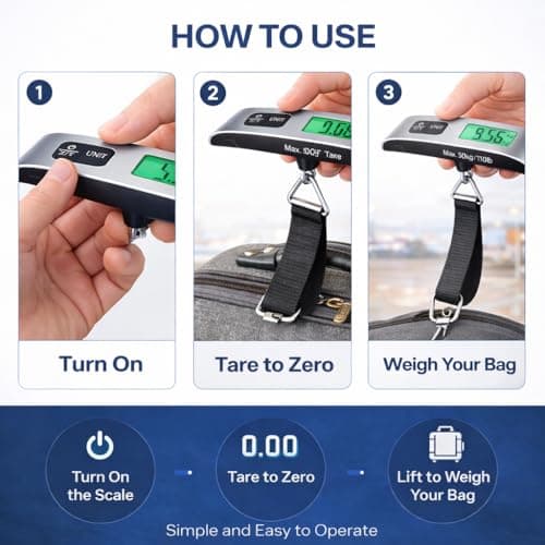 Suplexity Luggage Scale Portable Hanging Travel Weight Scale 50kg/110lb Capacity LCD Display Tare Function Lightweight Compact for Suitcases Travel Airport — view 3