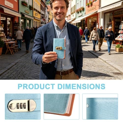 100 Envelope Savings Challenge Book, 2PCS Envelope Challenge Binder with Combination Lock, PU Leather Budget Planner for School Home Office(Sky Blue & Pink) — view 4