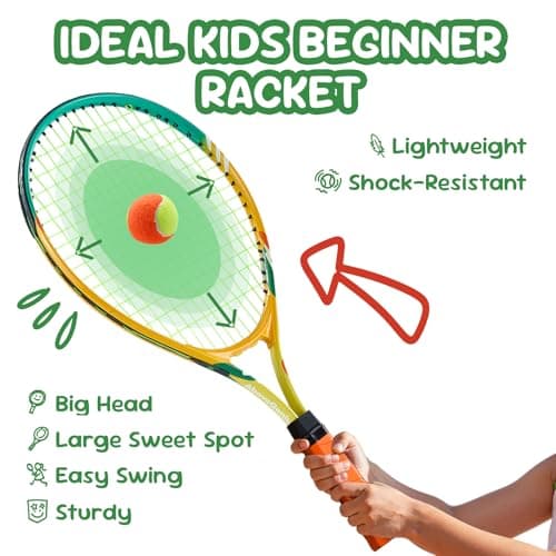 AboveGenius Kids Tennis Racket Set, 21-23 inch Tennis Racket for Toddler Youth Starter Kit, 3 Balls, 2 Lightweight Racquets with Easy Carrying Shoulder Strap Bag Visit the AboveGenius Store — view 3