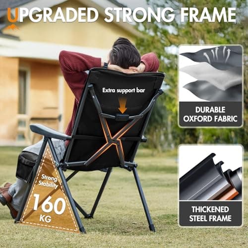 Portal Reclining Camping Chairs for Adults Set of 2 Heavy Duty High Back — view 5