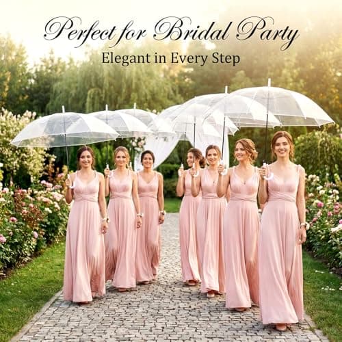 Hestya 8 Pack Clear Umbrellas for Wedding, 37.4 Inch, Clear — view 4
