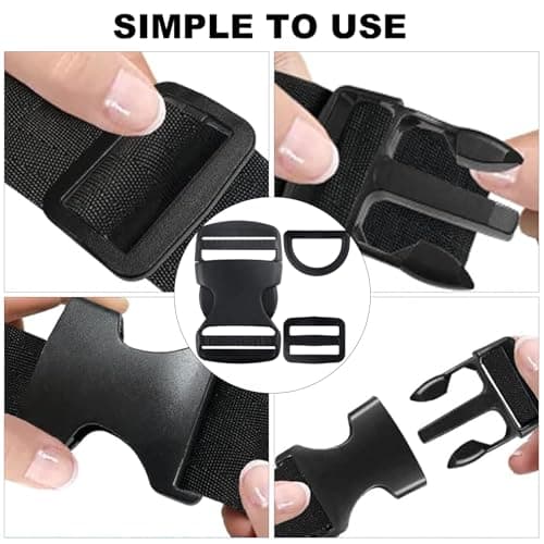 32 Pcs Plastic Side Release Buckles, 44.5mm Plastic Buckle Clips, Tri-Glide Slide Buckles, Heavy Duty Belt Clips Backpack Buckle Replacement Set for Backpack Luggage Straps Webbing Clip(3 Styles) — view 5