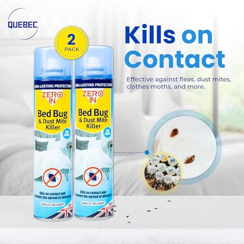 Quebec- Zero in Effective Bed Bug Killer Spray for Bedbugs & Mites - Long Lasting - 12 Months Protection- Natural Fresh Linen Fragrance - Child & Pet Safe - 300 ml (Pack of 2) — view 2