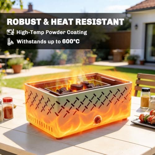 Outsunny Portable Charcoal BBQ Grill w/Built-in Fan and Knob, Light Green — view 6