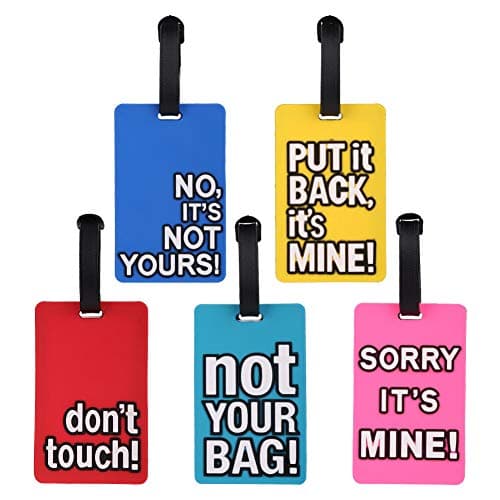 Firtink 5 Pack Luggage Tags with Name ID Card, Secure Travel Suitcase Tags