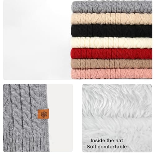 MAZELIKEHOOD Hat Scarf Gloves Set for Women 3Pcs Ladies Winter Warm Knitted Beanie Hat Scarf Neck Warmer Gloves 3 in 1 Cold Weather Set — view 6