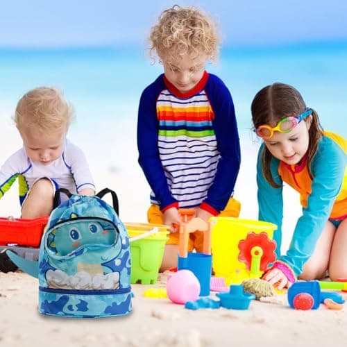 AffeGifts Drawstring Kids Swimming Bag, Waterproof Swim Bag with Dry-Wet Separation, Beach Backpack for Boys (Blue) — view 2