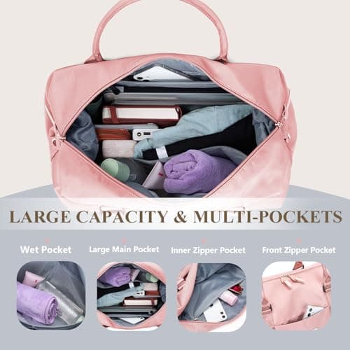 VMIKIV Sports Gym Bag Womens Travel Duffle Bag Mens Weekend Cabin Bags for Overnight,Hospital,Undearseat Carry on Hand Luggage for Easyjet,for Ryanair,for Vacation,Shopping,Casual — view 4