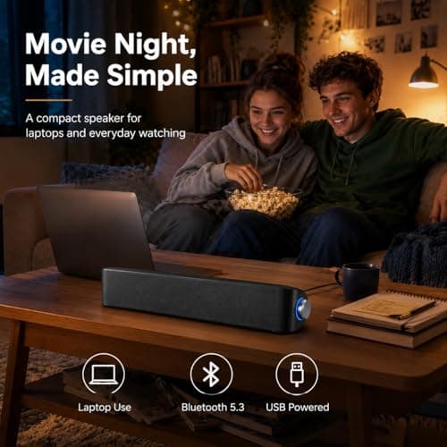 memzuoix USB-Powered PC Soundbar, Bluetooth 5.3, 6 W Desktop Speaker — view 6