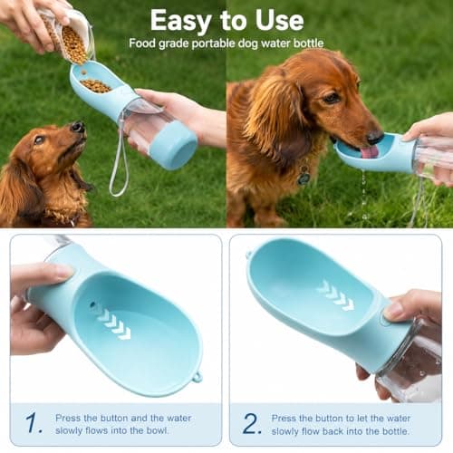 4‑in‑1 Portable Dog Water Bottle, Leak Proof Dog Walking Water Bottle with Large Capacity (400 ml), Food Container (150g), Pet Water Bottle for Dog Travel Water Bottle, Walking Hiking Puppy Cat — view 5