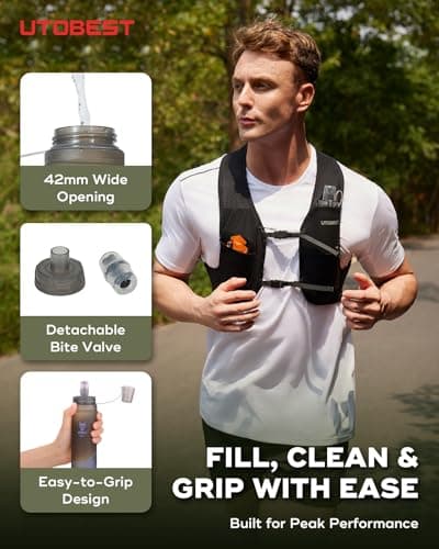 UTOBEST Soft Flask 500ml, Collapsible Running Water Bottles, Purple — view 5