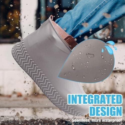 ZOCONE 2 Pairs Grey Silicone Shoe Covers Waterproof for Men Women — view 4