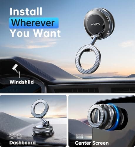 Coolpow Phone Holder for Cars,Vacuum Magnetic Car Phone Holder for Magsafe — view 2