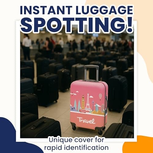Suitcase Cover with Luggage Tag, Suitcase Protector Cover with Zipper — view 2
