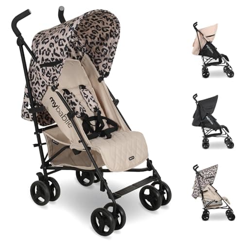 My Babiie MB01 Stroller - from Birth to 4 Years (22kg), Lightweight & Compact Umbrella Fold, Travel Buggy for Toddlers - Fawn Leopard