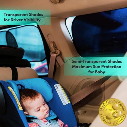 Car Window Shades - Certified 99.79% UVA & 99.95% UVB Sun Protection. Award Winning car Sun Shade for Side Windows. 4 Pack Transparent Shades 20" x 12" - Car Accessories Interior by Kinder Fluff — view 2