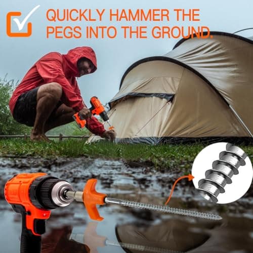 Tent Pegs Metal Heavy Duty, 12 Pack 8-Inch Hard Ground Screw in Tent Pegs — view 4