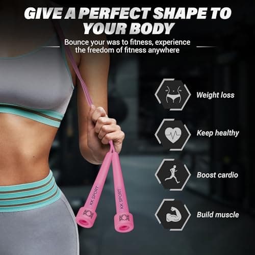 KK Skipping Rope PVC– Jump Rope Lightweight, Durable & Adjustable for All Fitness Levels – Ideal for Home Workouts, Boxing, Cardio & Weight Loss, Set- Black, Pink, Purple — view 5