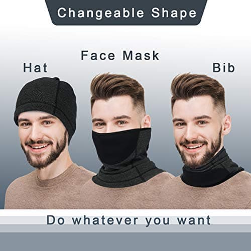 Rumsfel Men's and Women's Winter Multifunctional Cashmere Neck Warmer for Motorcycle, Skiing, Hiking, Cycling and Other Outdoor Sports (Black) — view 6