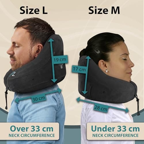 FLOWZOOM AIR Travel Neck Pillow for Airplane Inflatable Hooded Black Size L — view 6