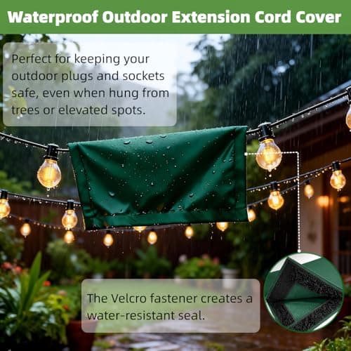 8-Pack Outdoor Extension Cord Safety Cover, 11.2 x 6 Inch, 600D Oxford Cloth Waterproof Weatherproof Plug Connector Protector with Velcro Closure, Non-Plastic Outlet Cover for Garden, Patio, Yard — view 4