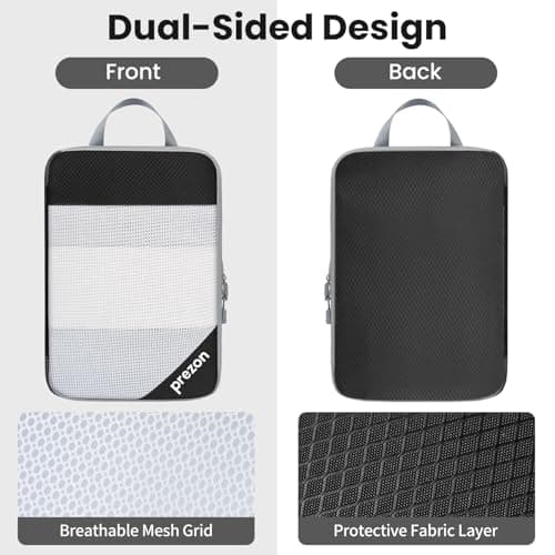 Prezon Versatile 6-Set Compression Hollow Packing Cubes, Full Open Visible Design, Space-Saving and Lightweight, Customized Cationic Material, Portable and Durable Luggage Organizer, Black — view 3