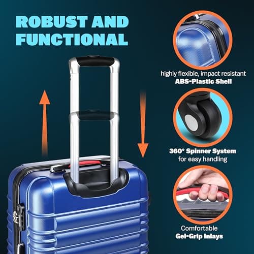 Monzana® 4 Piece Suitcase Set, Luggage Sets for Travel, 4 Wheels, Blue — view 4