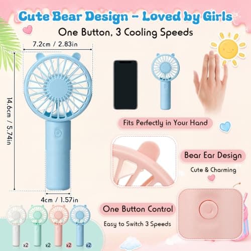 Weewooday 8 Pack Mini Handheld Portable Fan, USB Rechargeable — view 2