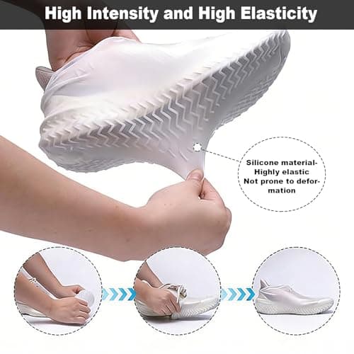 Reusable Silicone Shoe Cover, UK 2.5-6.5 Waterproof Covers for Men Women Transparent Anti-Slip Resistant Protector to Prevent Rain into Shoes (Thickened), Dry for Outdoor Cycling Camping Walking — view 4