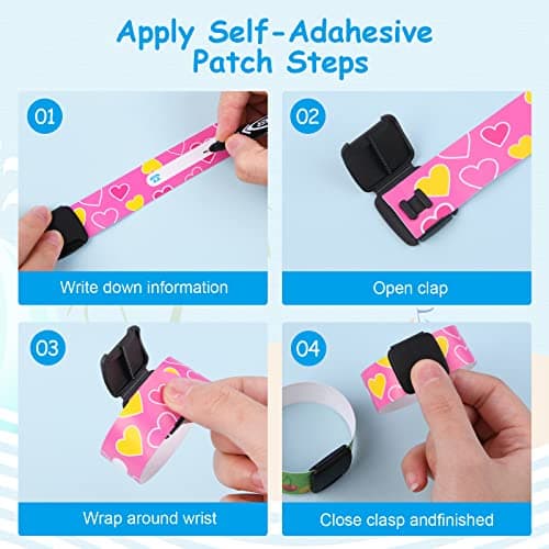 Vicloon 6 Pcs Child Safety ID Wristband, Kids ID Bracelet with Non Fading Pen for Children Emergency Bracelet, Anti Lost Child ID Bands Waterproof Reusable for Children Boys Girls Toddler Baby — view 5