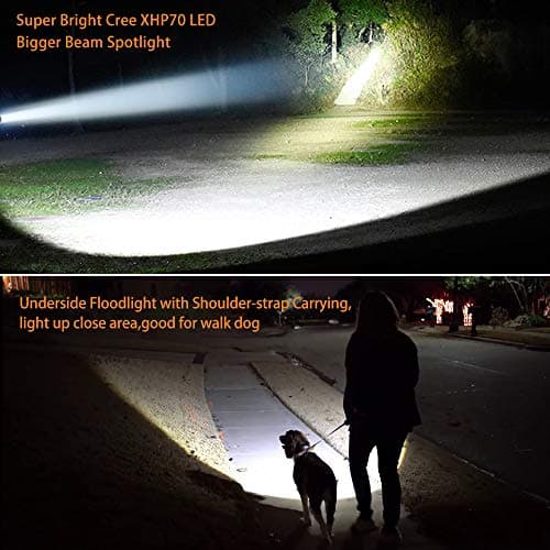 MAYTHANK High Powered LED Torch Super Bright USB C Rechargeable, Long Range 800YD,Big Battery 10000mh,Large Powerful Spotlight Flashlight Searchlight Handheld Heavy Duty Strong — view 2