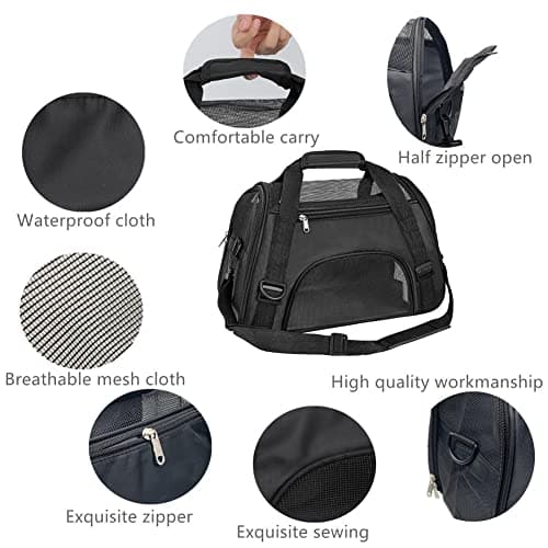 TIYOLAT Pet Carrier Bag, Airline Approved Duffle Bags, Pet Travel Portable Bag Home for Little Dogs, Cats and Puppies, Small Animals (M, Black) — view 3