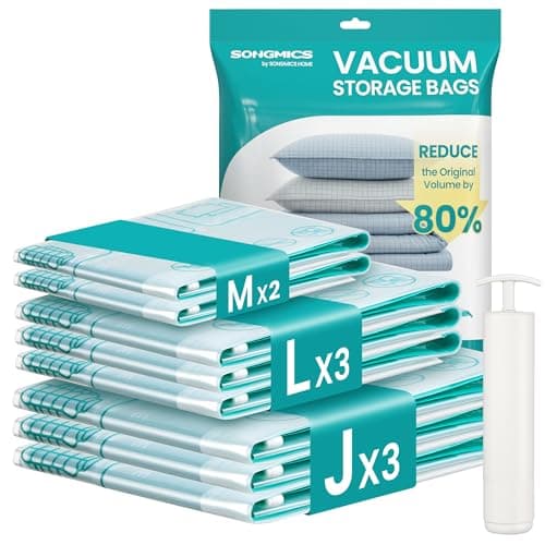 SONGMICS Vacuum Storage Bags With Hand Pump 8 Pack, 2M/3L/3J